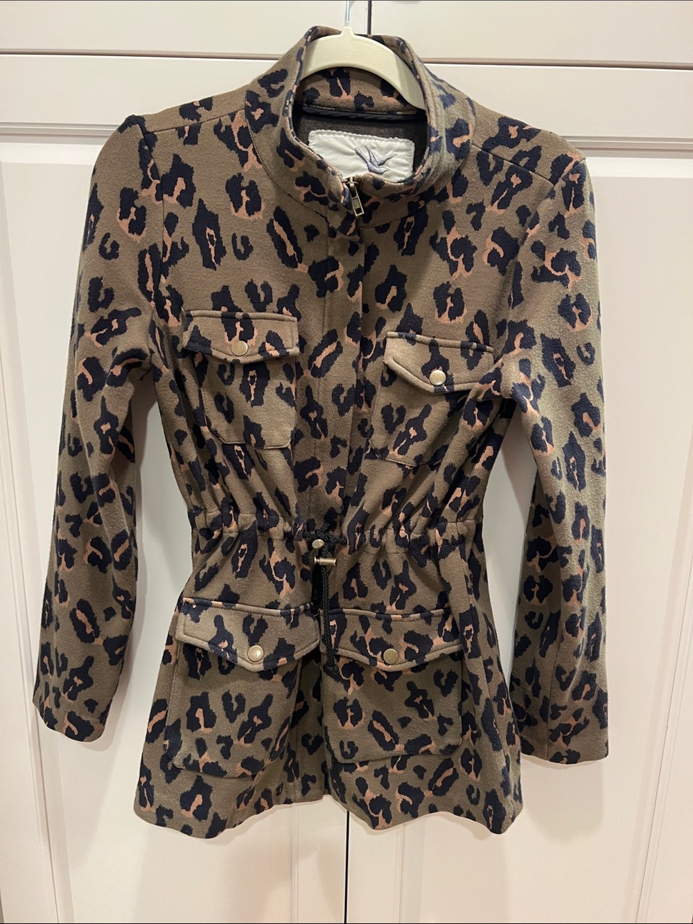 Tabitha Leopard-Print Utility Jacket in Tan and Black